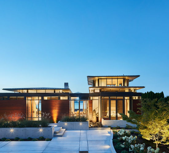 Point Monroe Main House Night - BC&J Architects